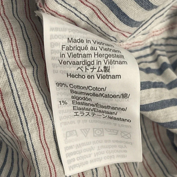 Madewell Tie-Front Crop Shirt Size Small Short Sleeve Rawley Stripe - Picture 4 of 7